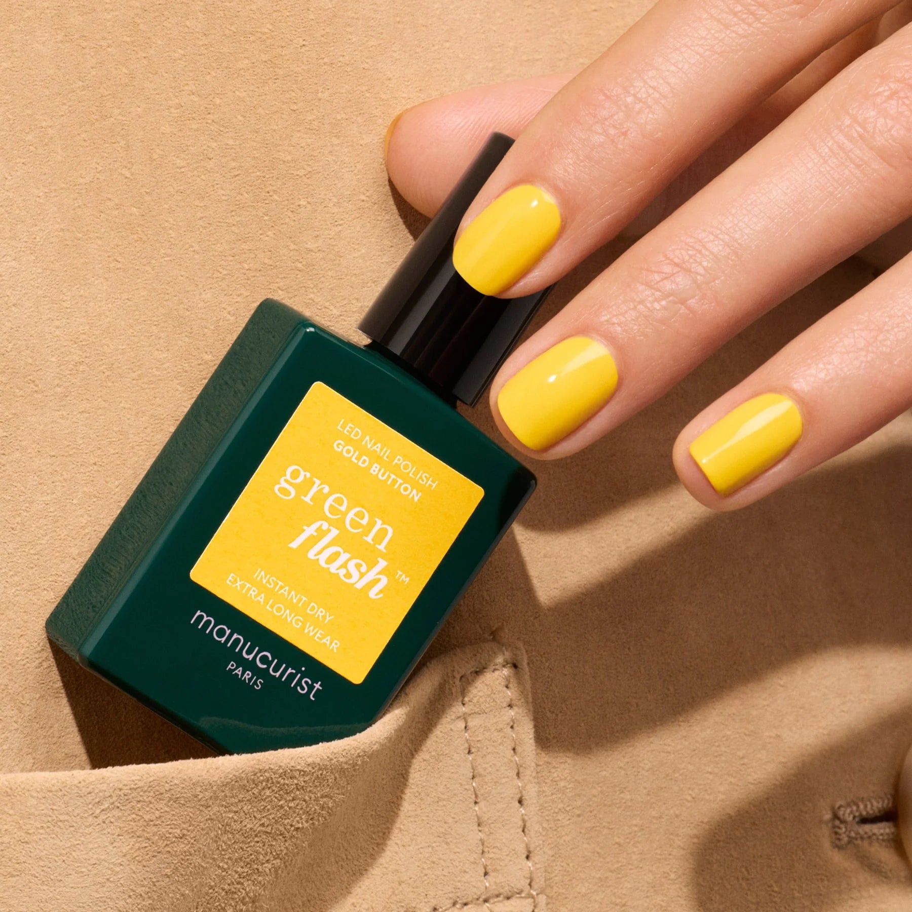 Green Flash LED lak Gold Button