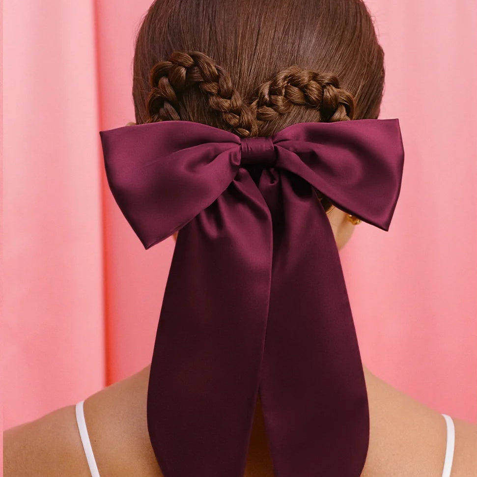Silk Hair Bow Crimson